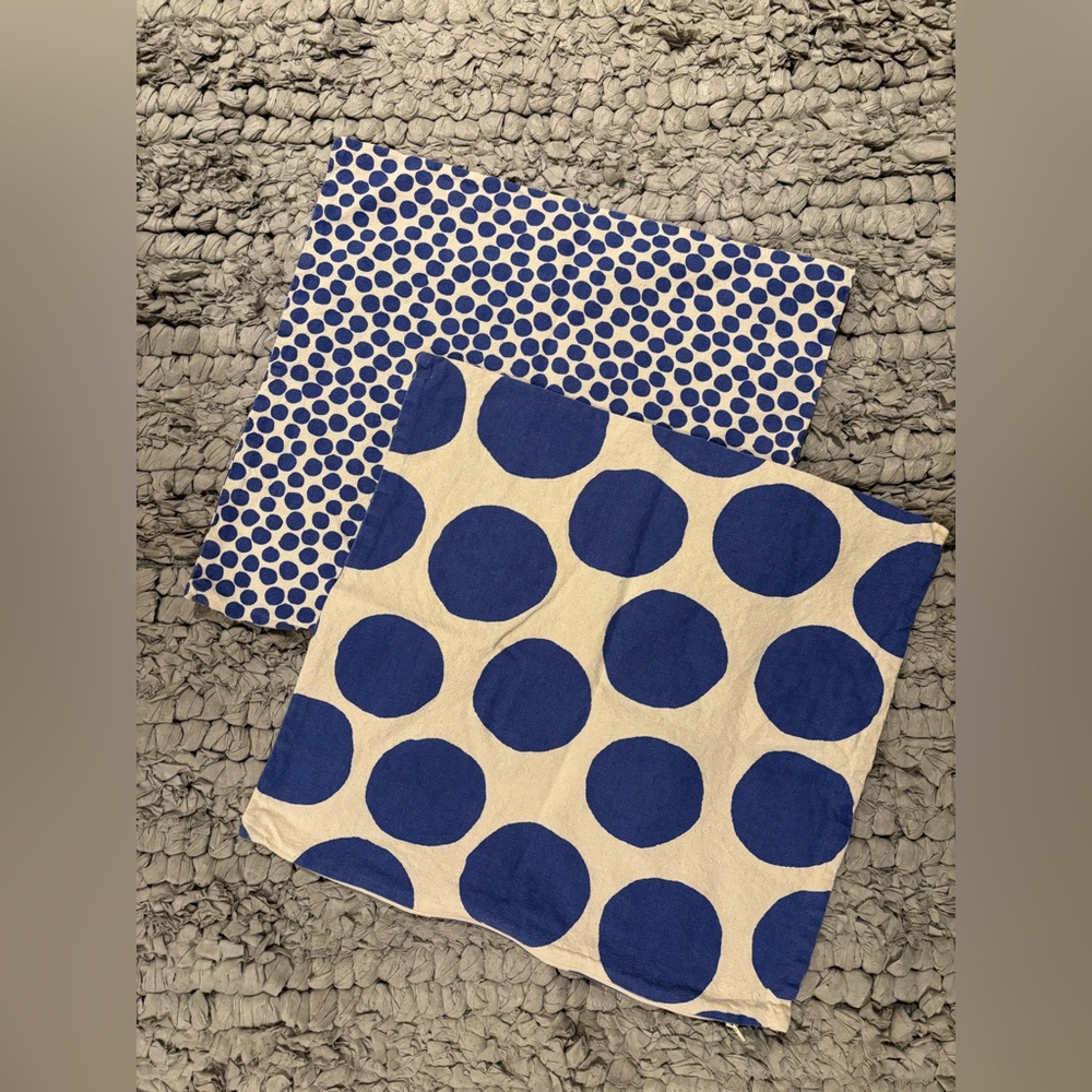 H&M Home Blue and Cream Polka Dot Pillowcase Covers